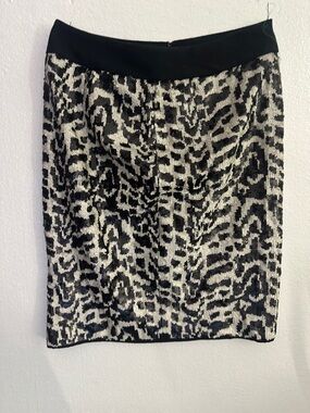 The Limited Black and White Sequin Animal Print Pencil Skirt